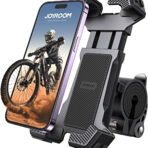 JOYROOM Bike Phone Mount, [1S Locks Phones] Motorcycle Phone Mount with Quick Lock, and Anti-Slip Handlebar Clamp for Bicycle Scooter ATV/UTV, Fit for iPhone 15/14/13/12 Pro Max and All Phones